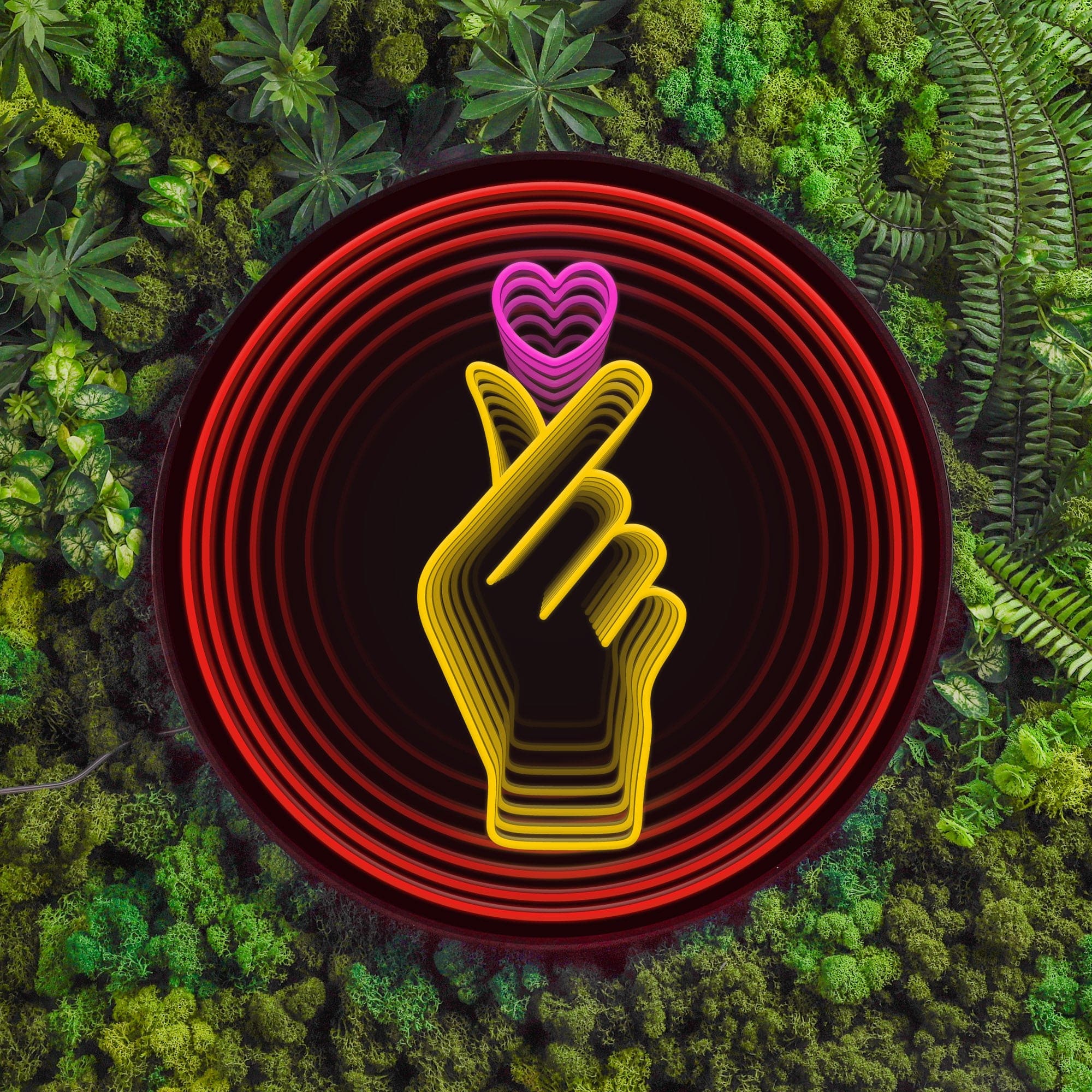 Finger Heart Infinity Mirror LED Sign