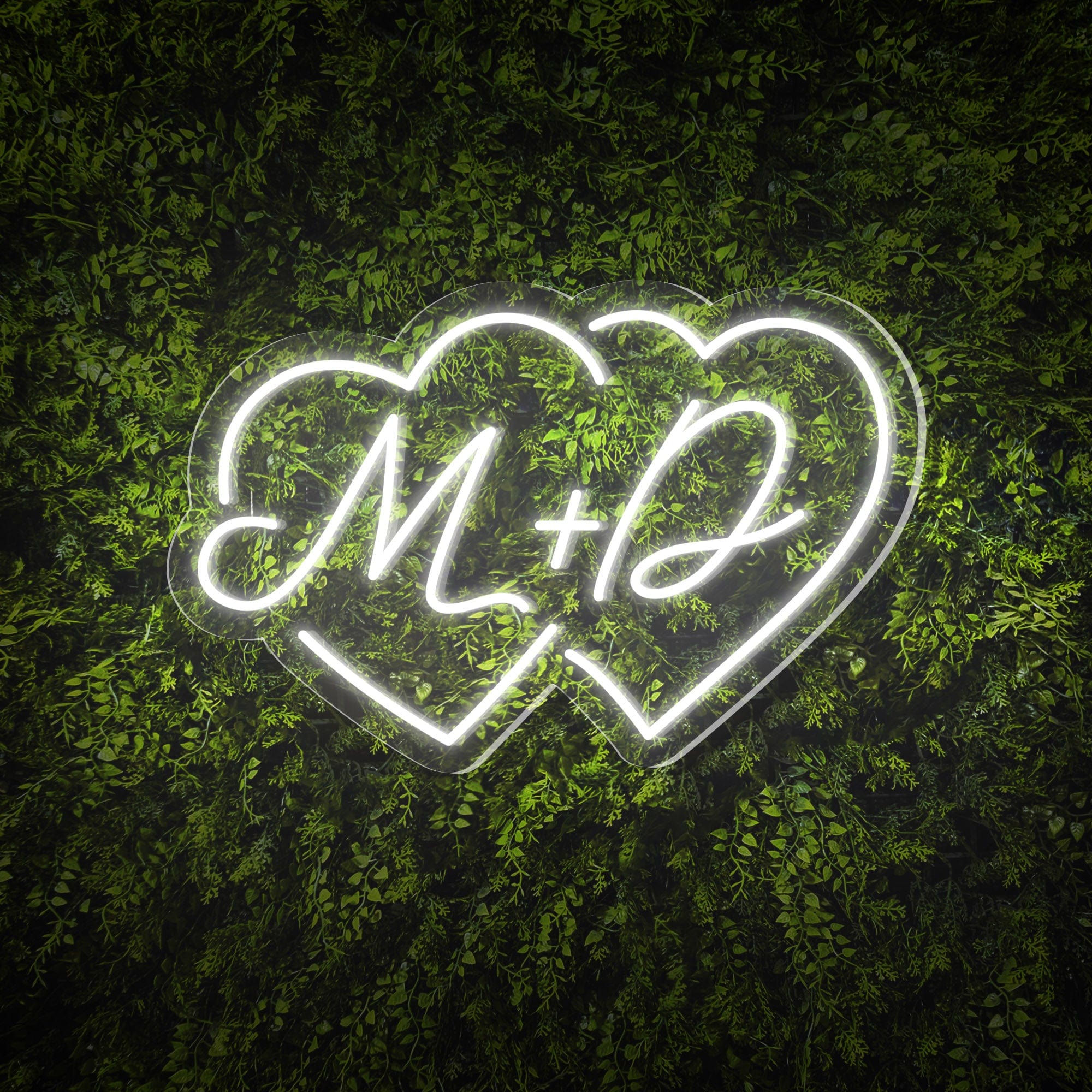 Couple Initials Heart Shapes Personalized Neon Sign
