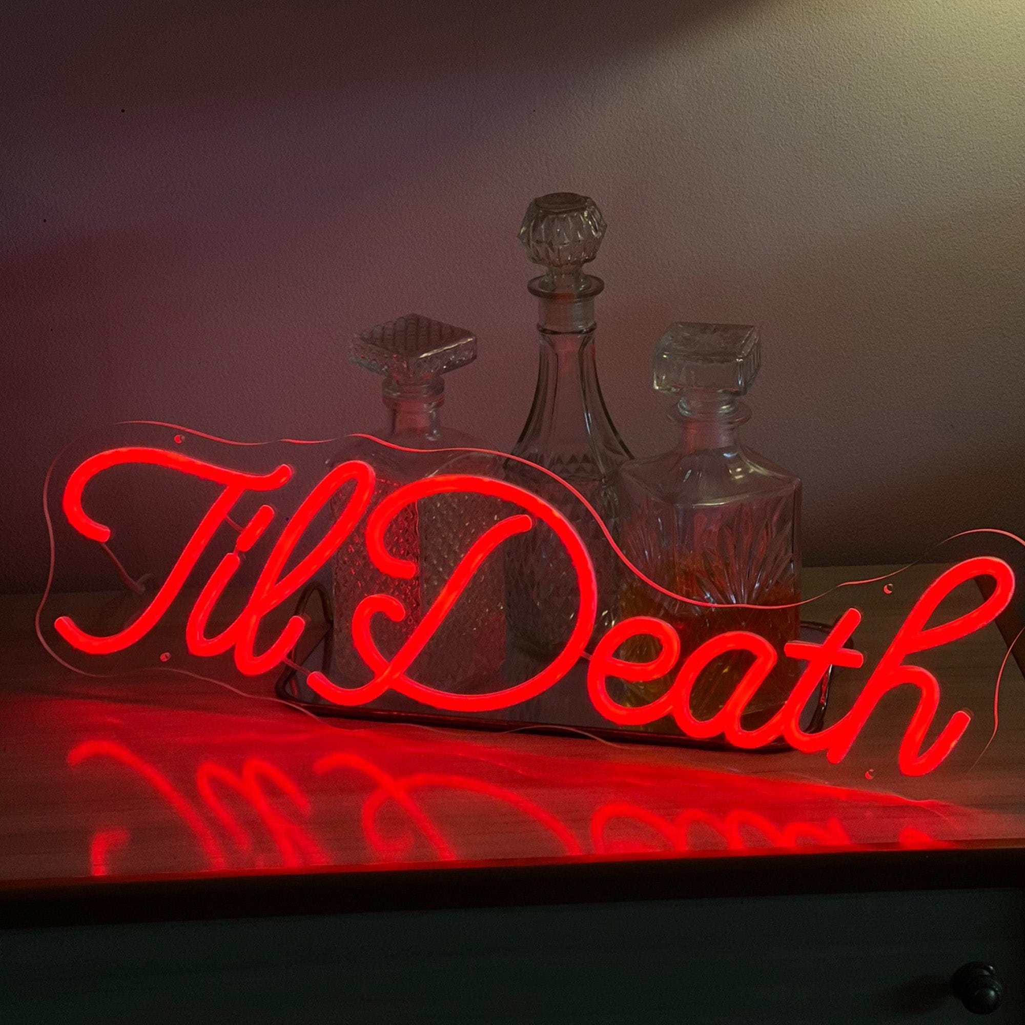 "TilDeath" Curlicued Words Neon Sign for Room