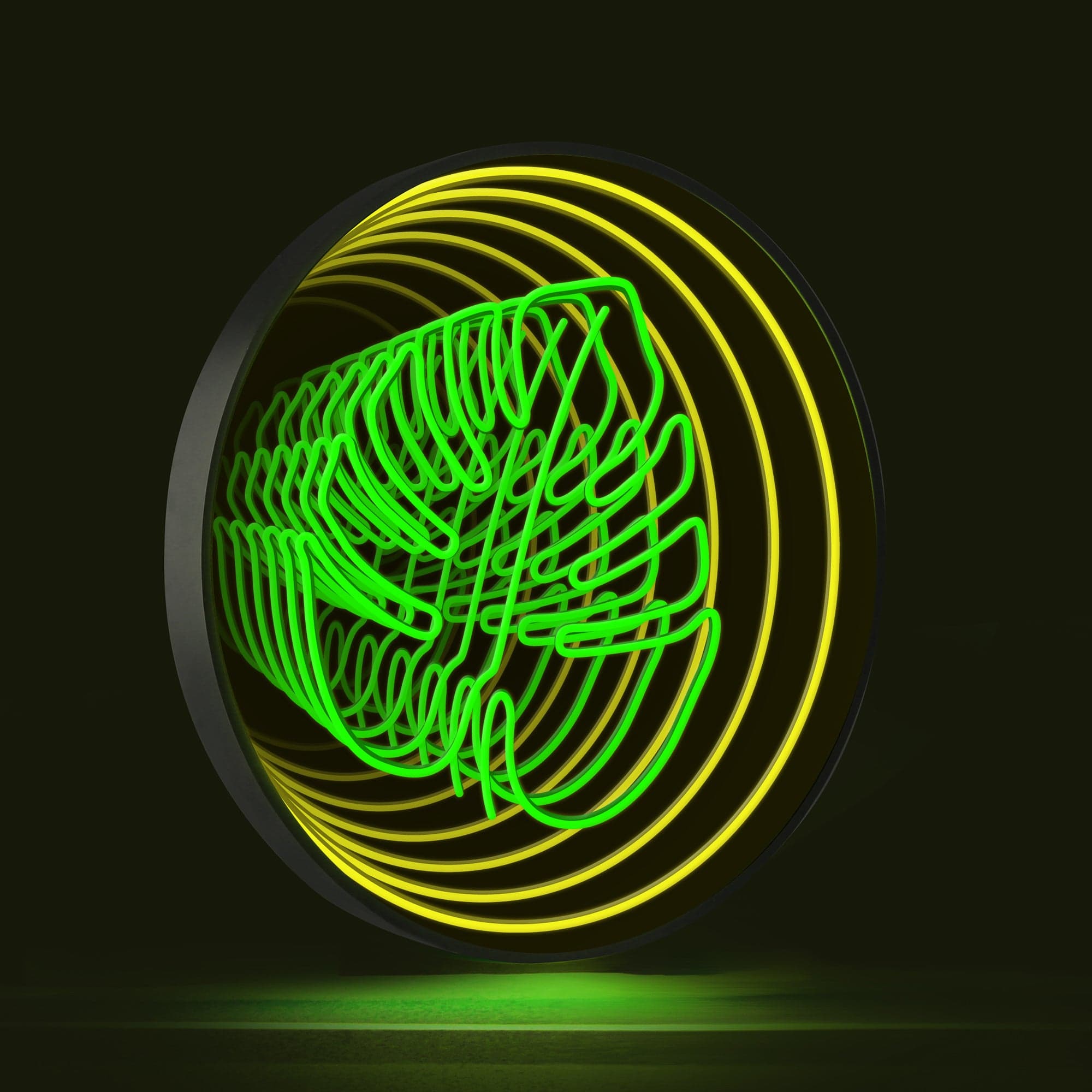 Green Leaf Infinity Mirror LED Sign