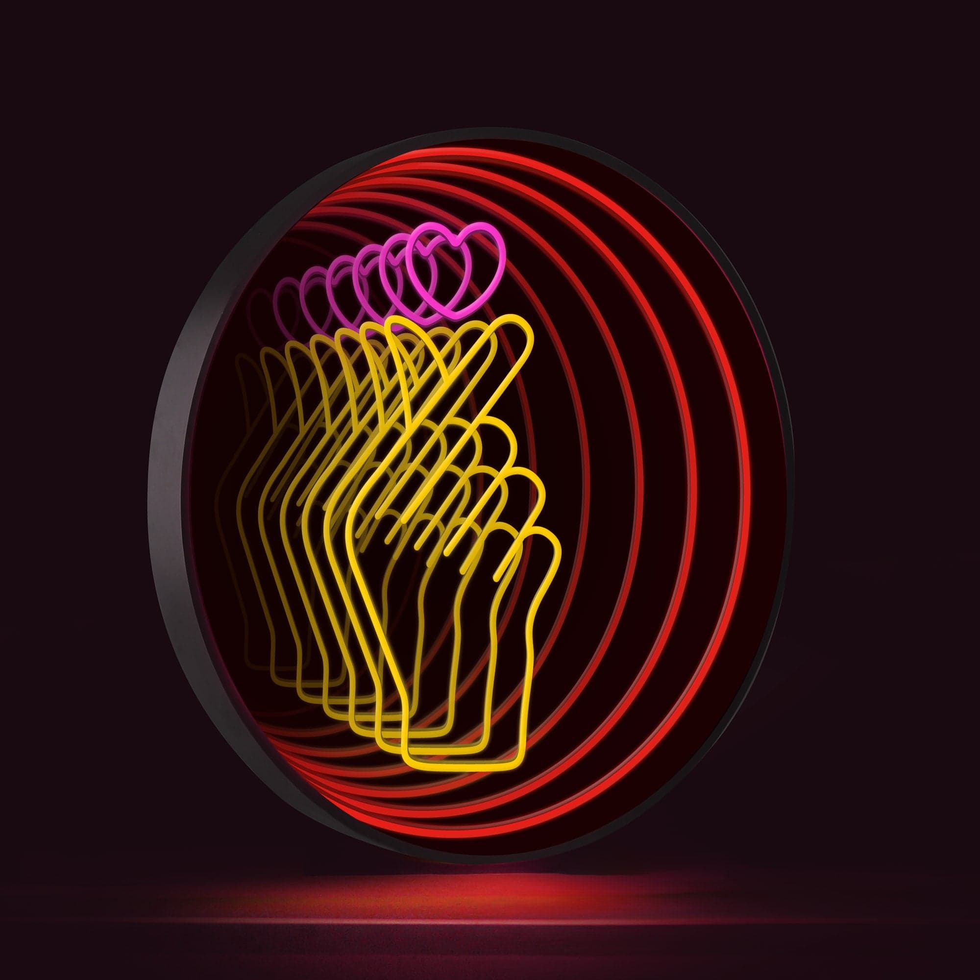 Finger Heart Infinity Mirror LED Sign