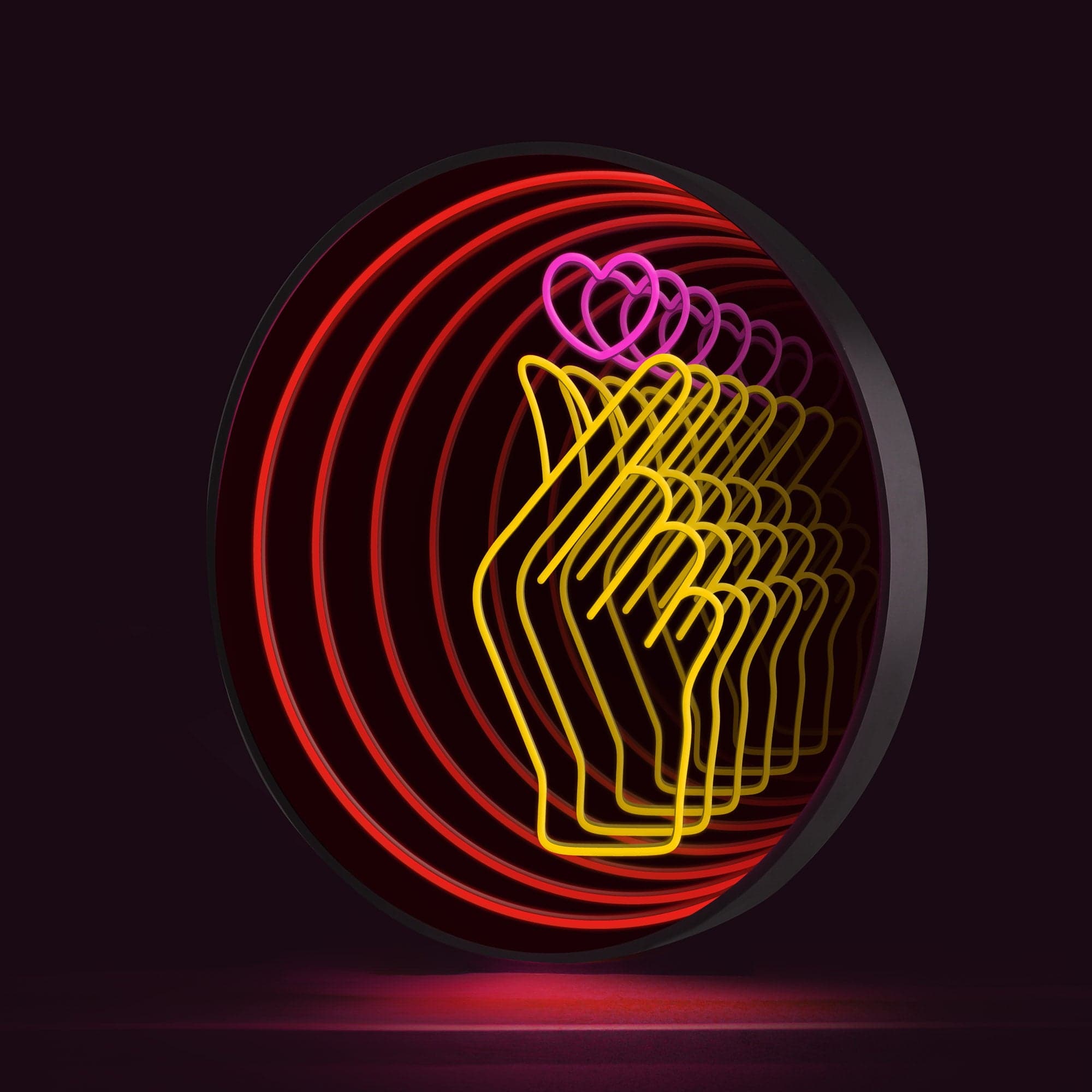 Finger Heart Infinity Mirror LED Sign