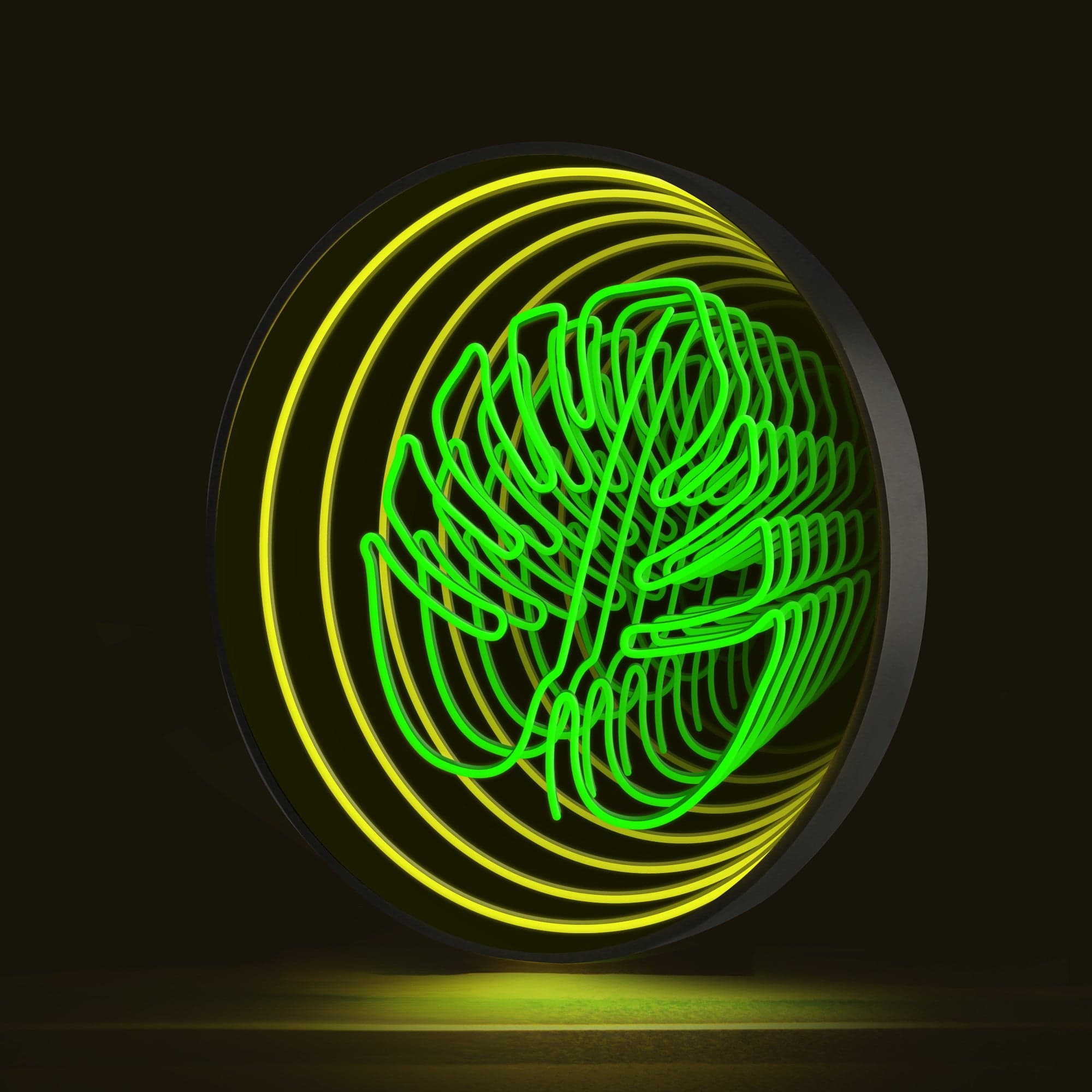 Green Leaf Infinity Mirror LED Sign