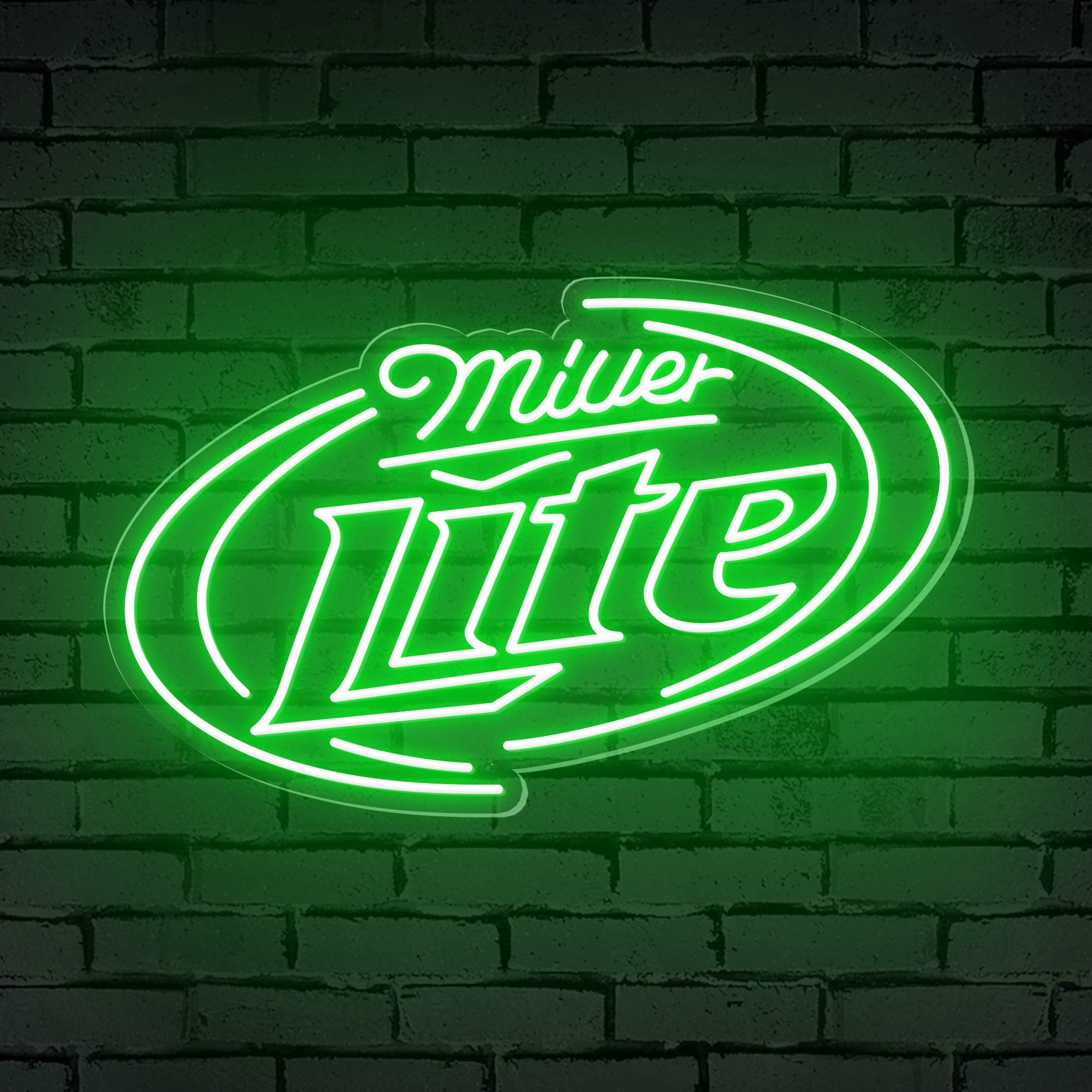 "Miller Lite" Words Brackets Neon Bar Sign
