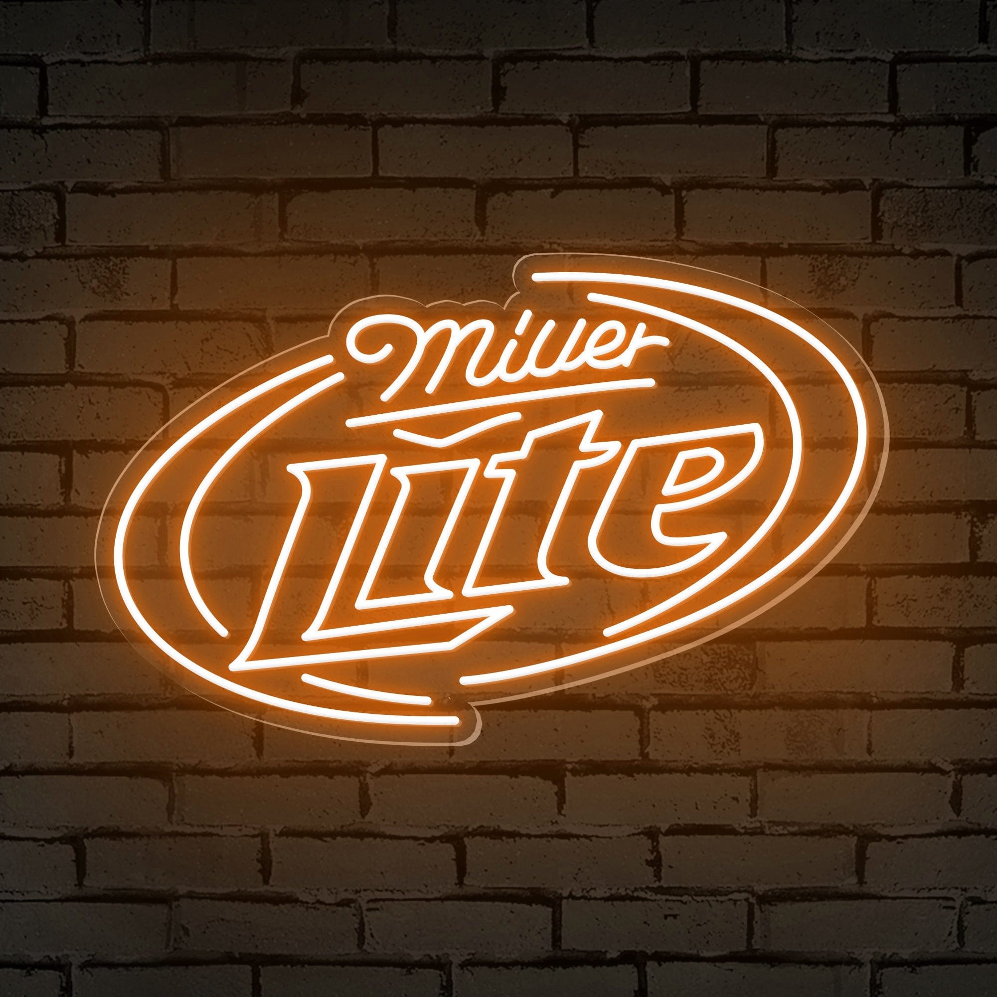 "Miller Lite" Words Brackets Neon Bar Sign