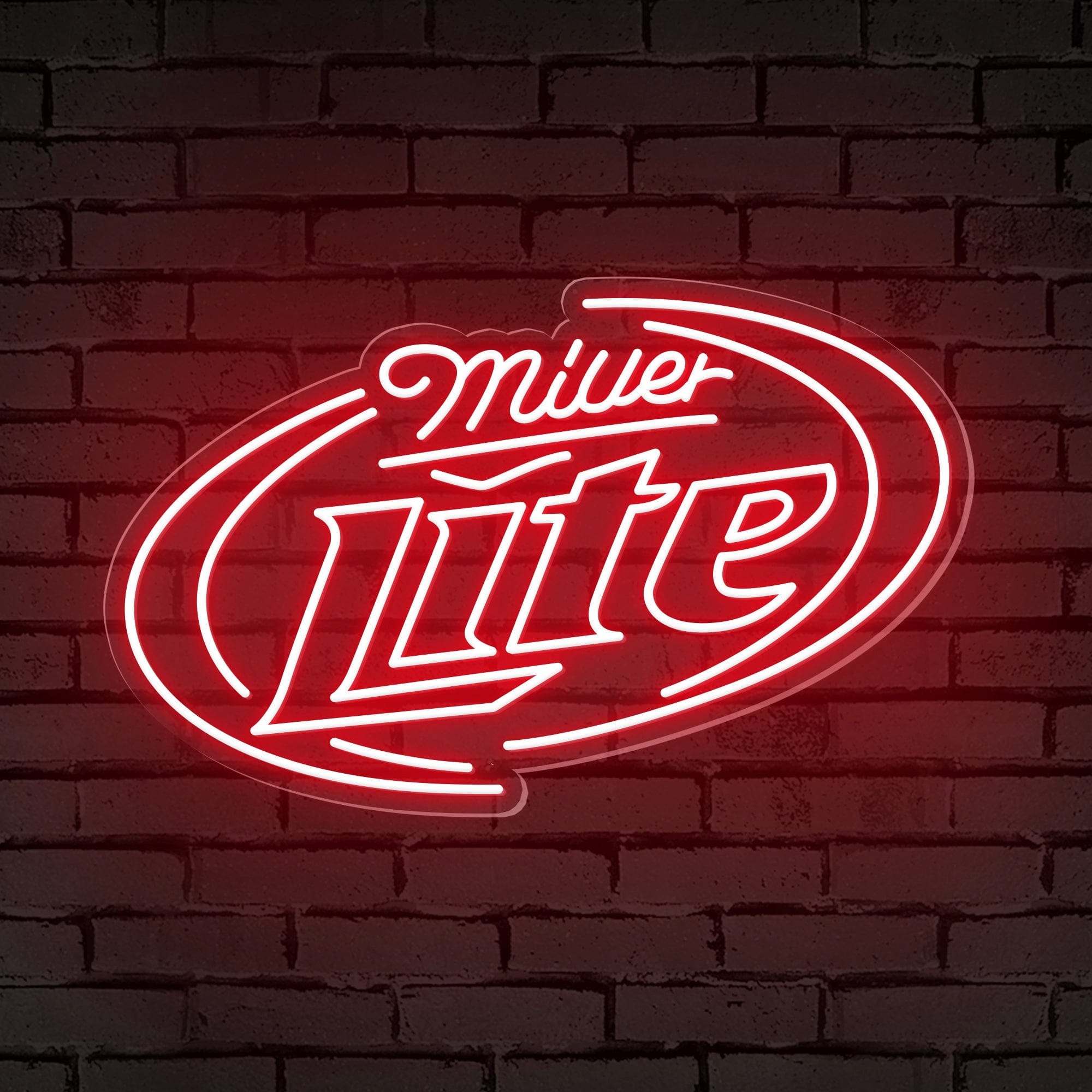 "Miller Lite" Words Brackets Neon Bar Sign