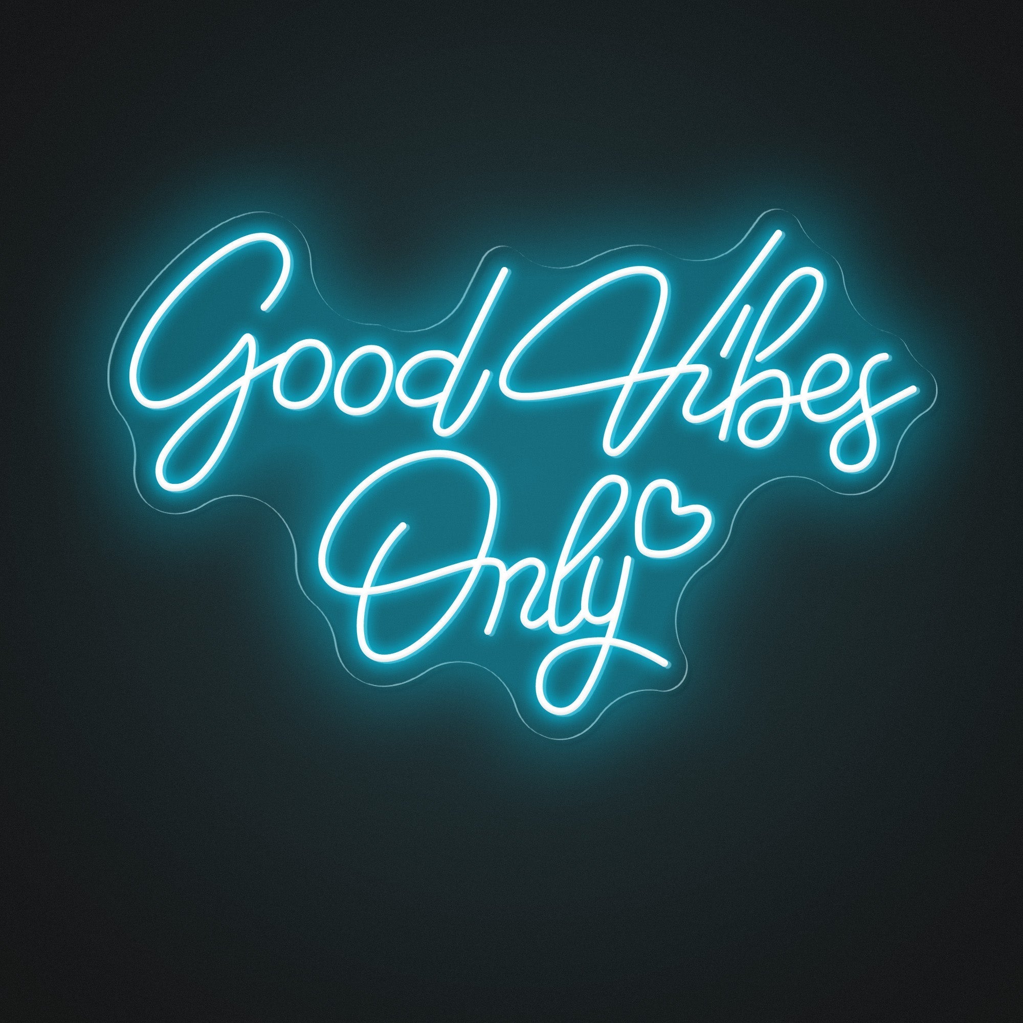 "Good Vibes Only" Words Heart Neon Sign