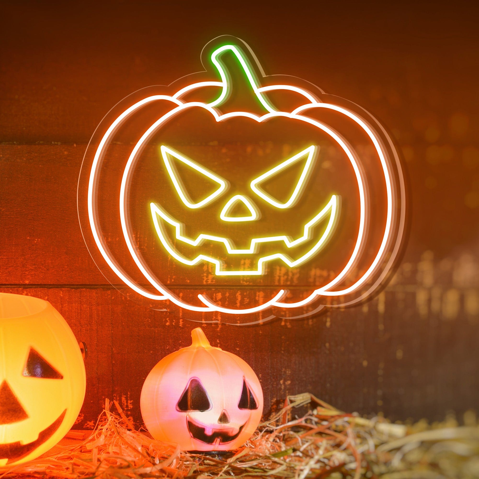 Pumpkin Evil Face Halloween Neon Sign