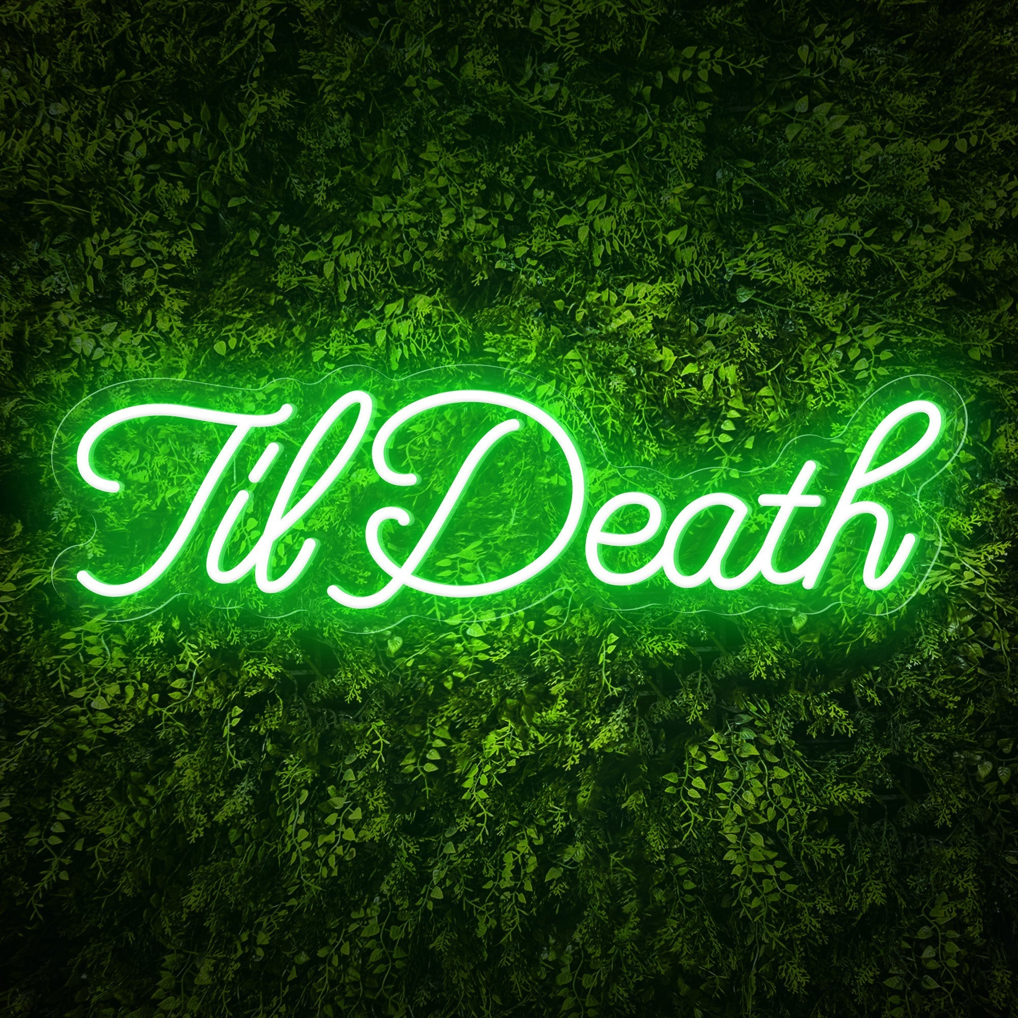 "TilDeath" Curlicued Words Neon Sign for Room