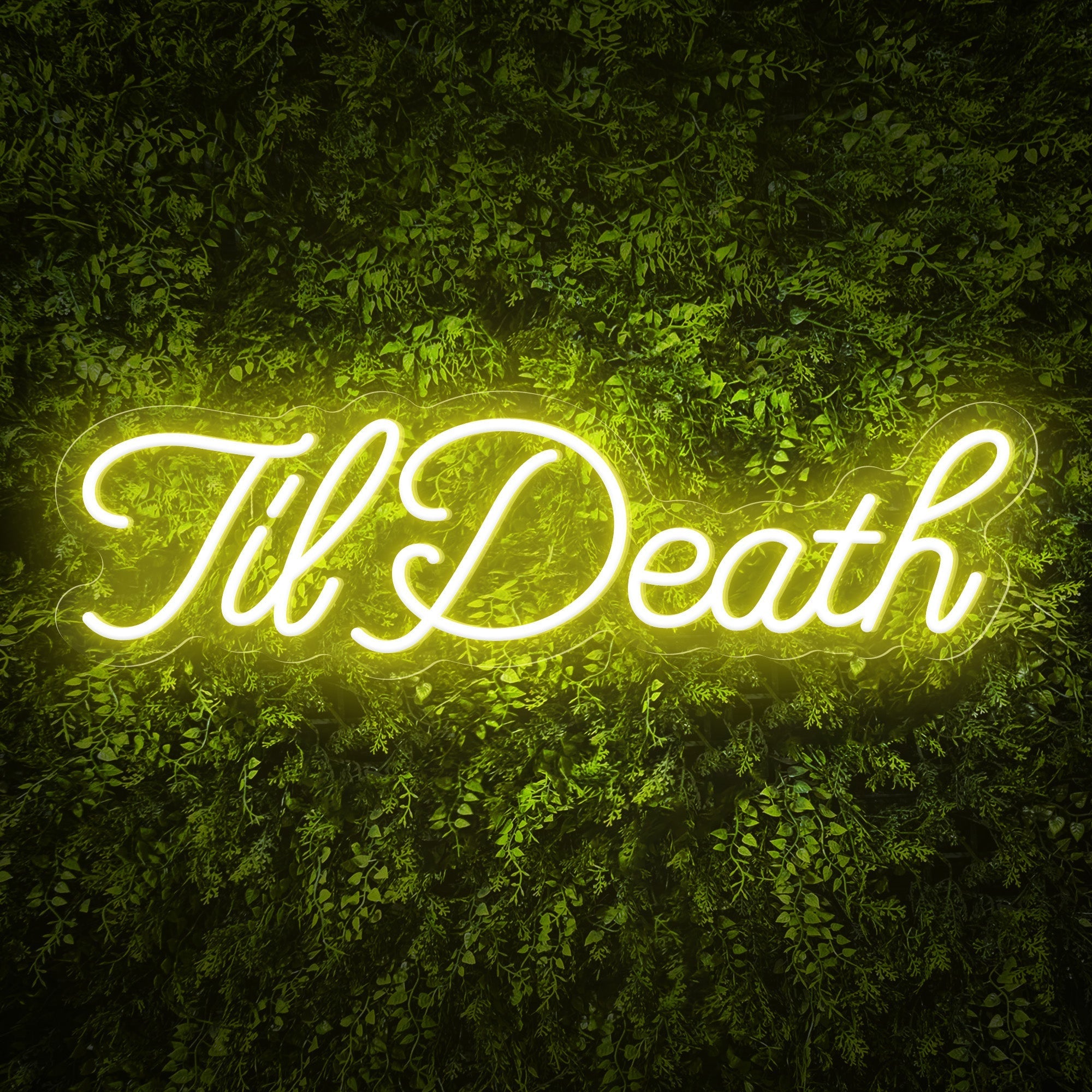 "TilDeath" Curlicued Words Neon Sign for Room