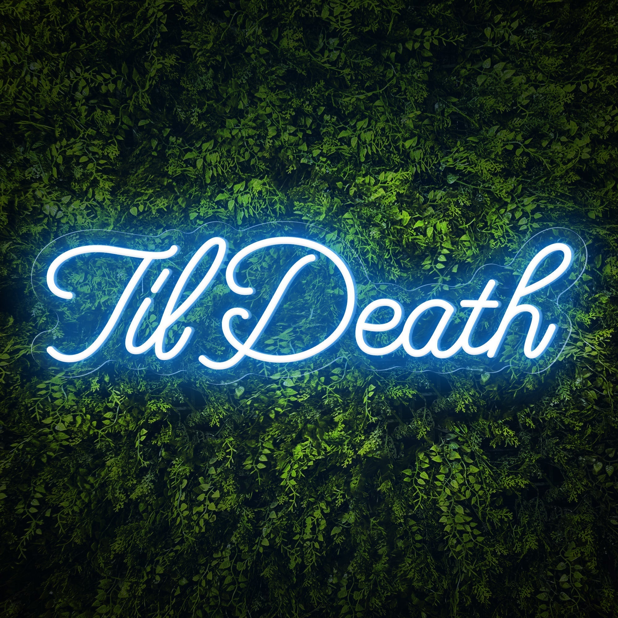 "TilDeath" Curlicued Words Neon Sign for Room