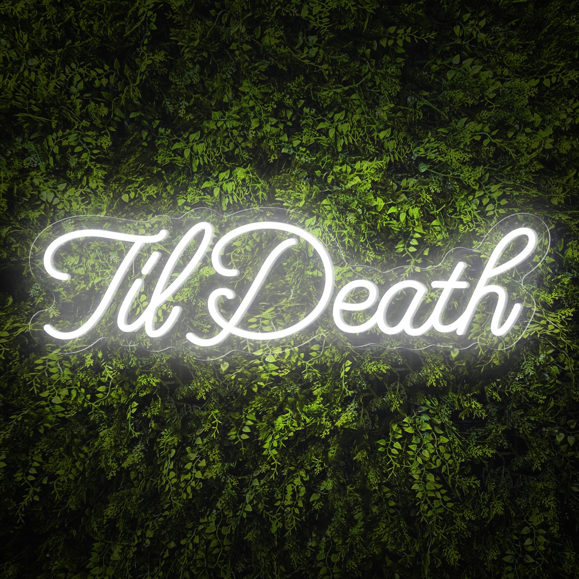 "TilDeath" Curlicued Words Neon Sign for Room