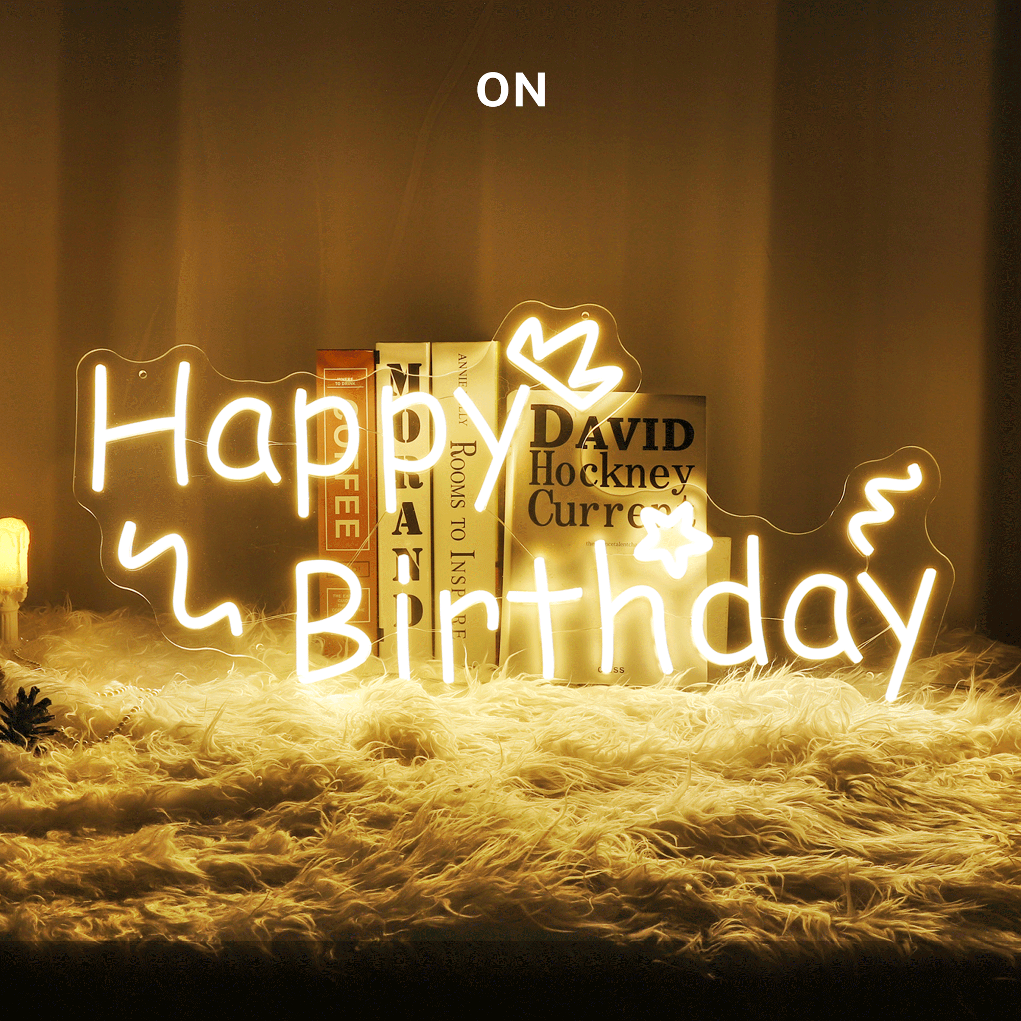 "Happy Birthday" Decorative Words Neon Sign