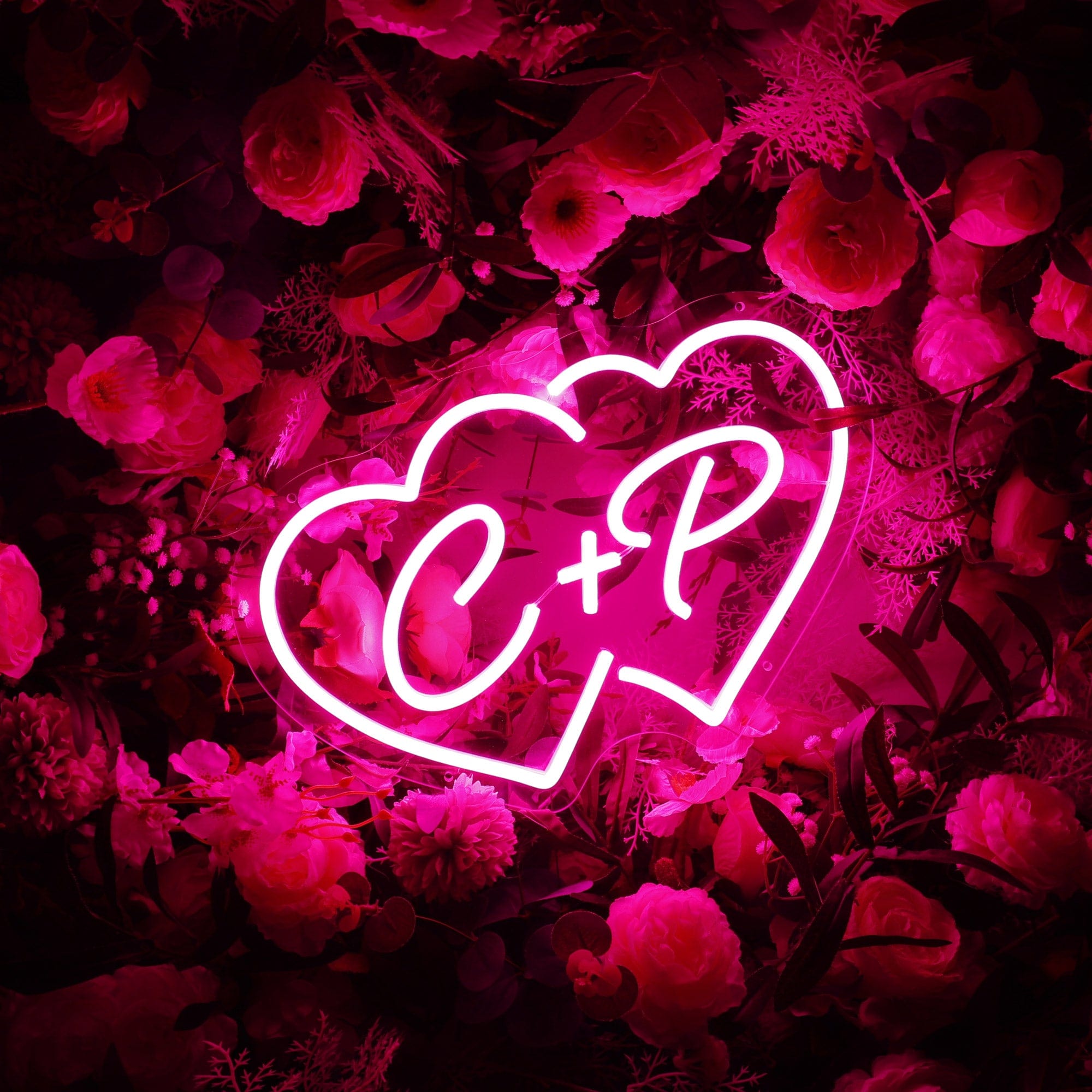 Couple Initials Heart Shapes Personalized Neon Sign