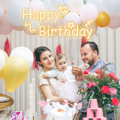 "Happy Birthday" Decorative Words Neon Sign