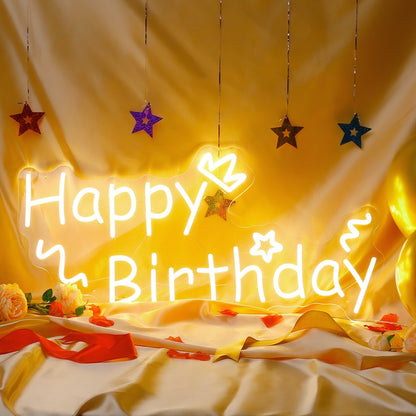 "Happy Birthday" Decorative Words Neon Sign