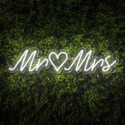 Mr & Mrs Words Heart Neon Sign
