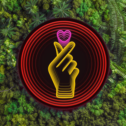 Finger Heart Infinity Mirror LED Sign