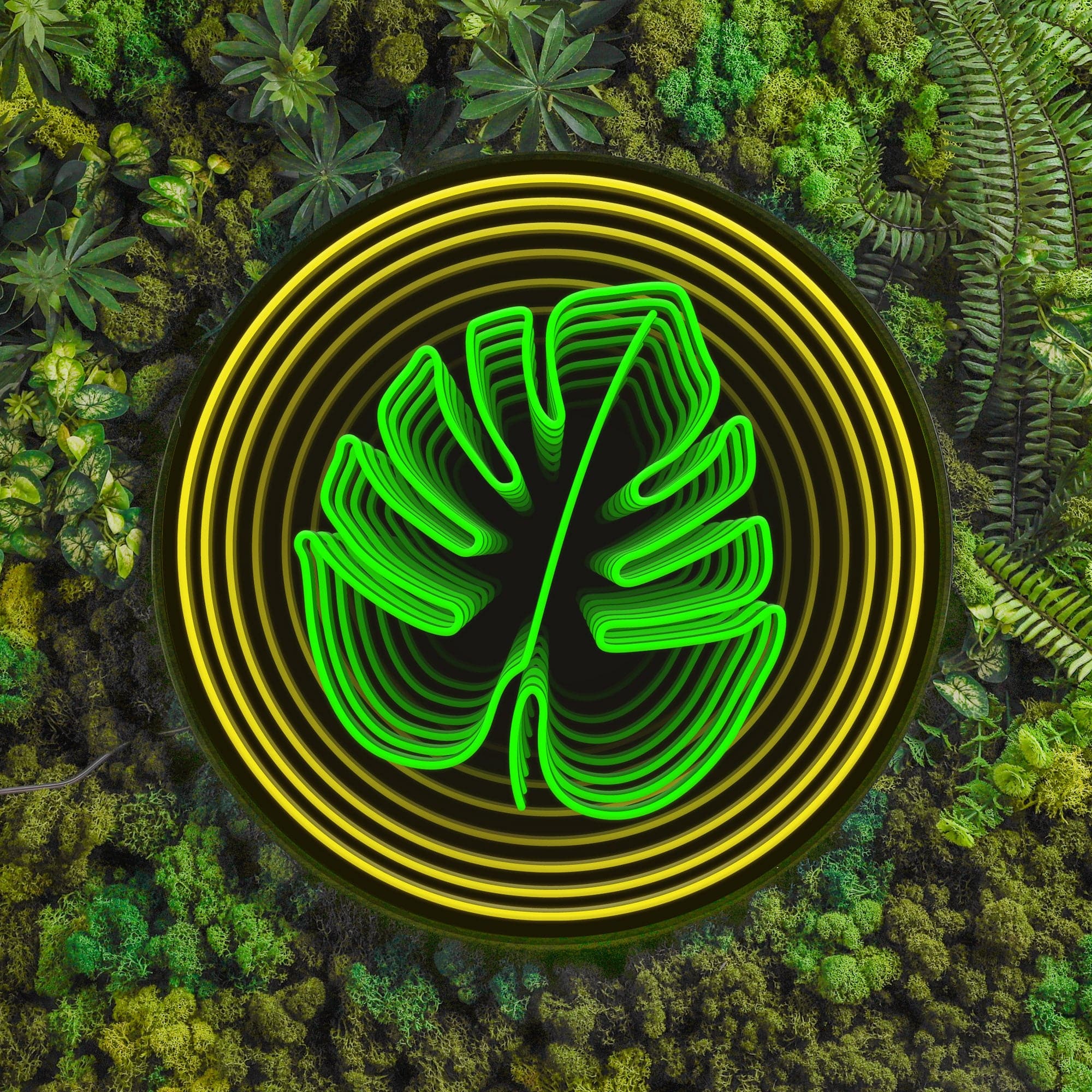 Green Leaf Infinity Mirror LED Sign