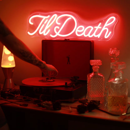"TilDeath" Curlicued Words Neon Sign for Room