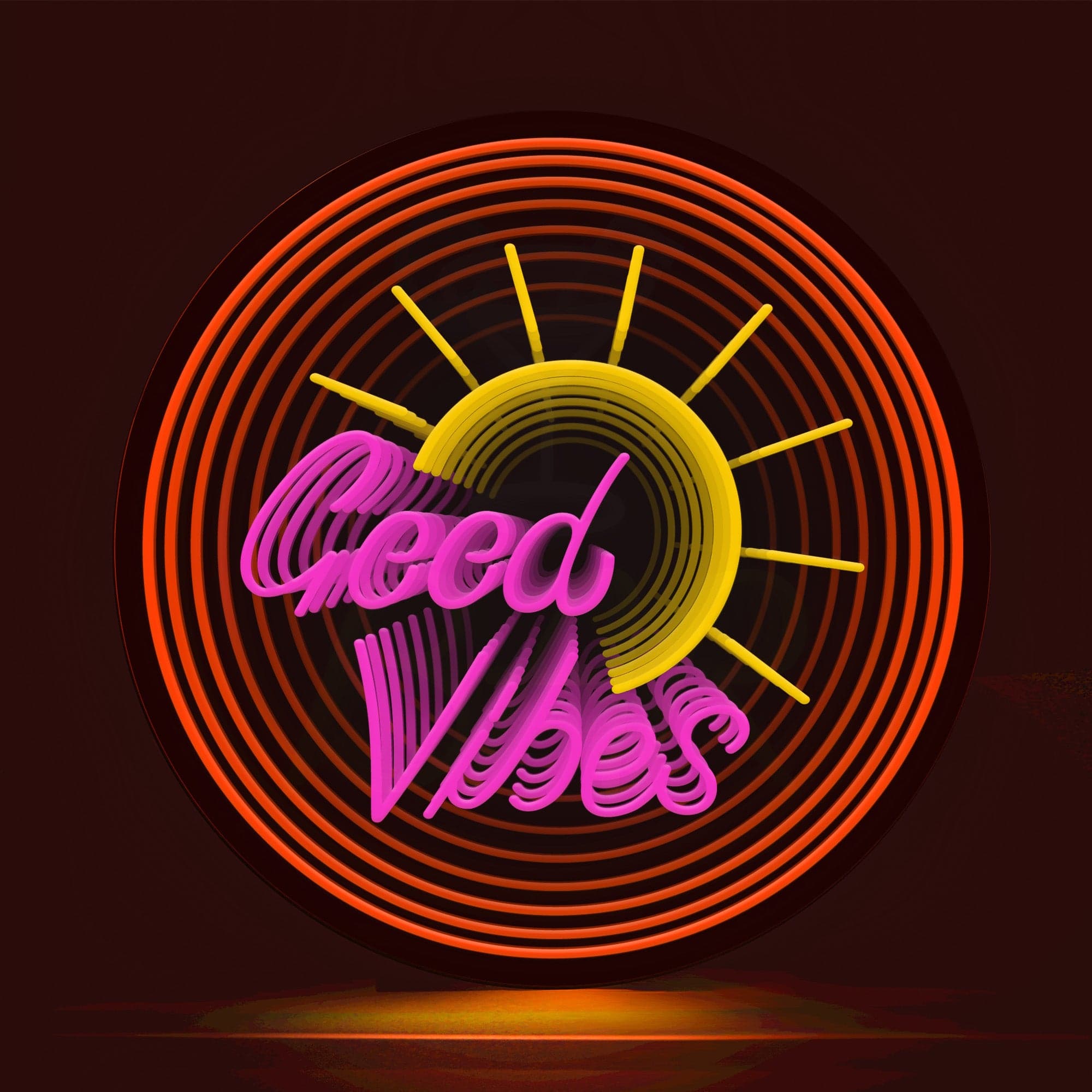 "Good Vibes" Words Sunshine Infinity Mirror LED Sign