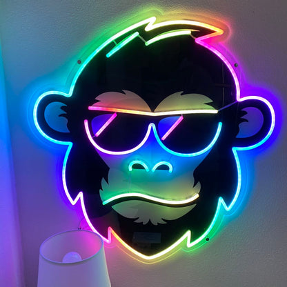 Hip Monkey with Glasses FloWill LED Neon Sign