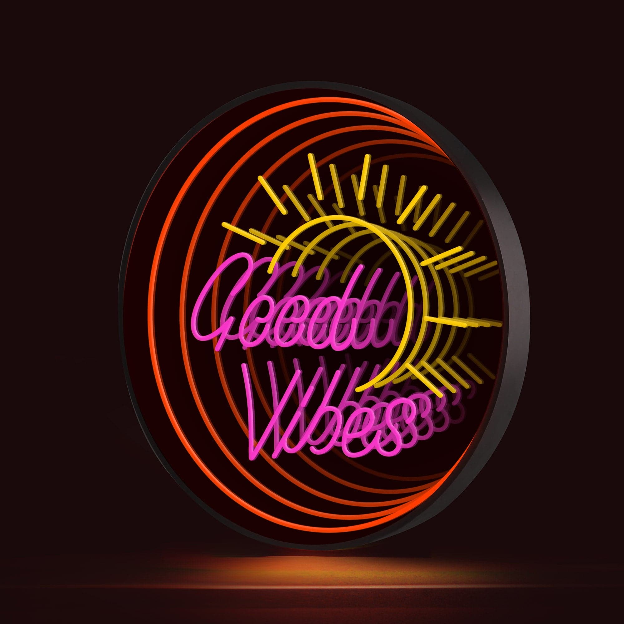 "Good Vibes" Words Sunshine Infinity Mirror LED Sign