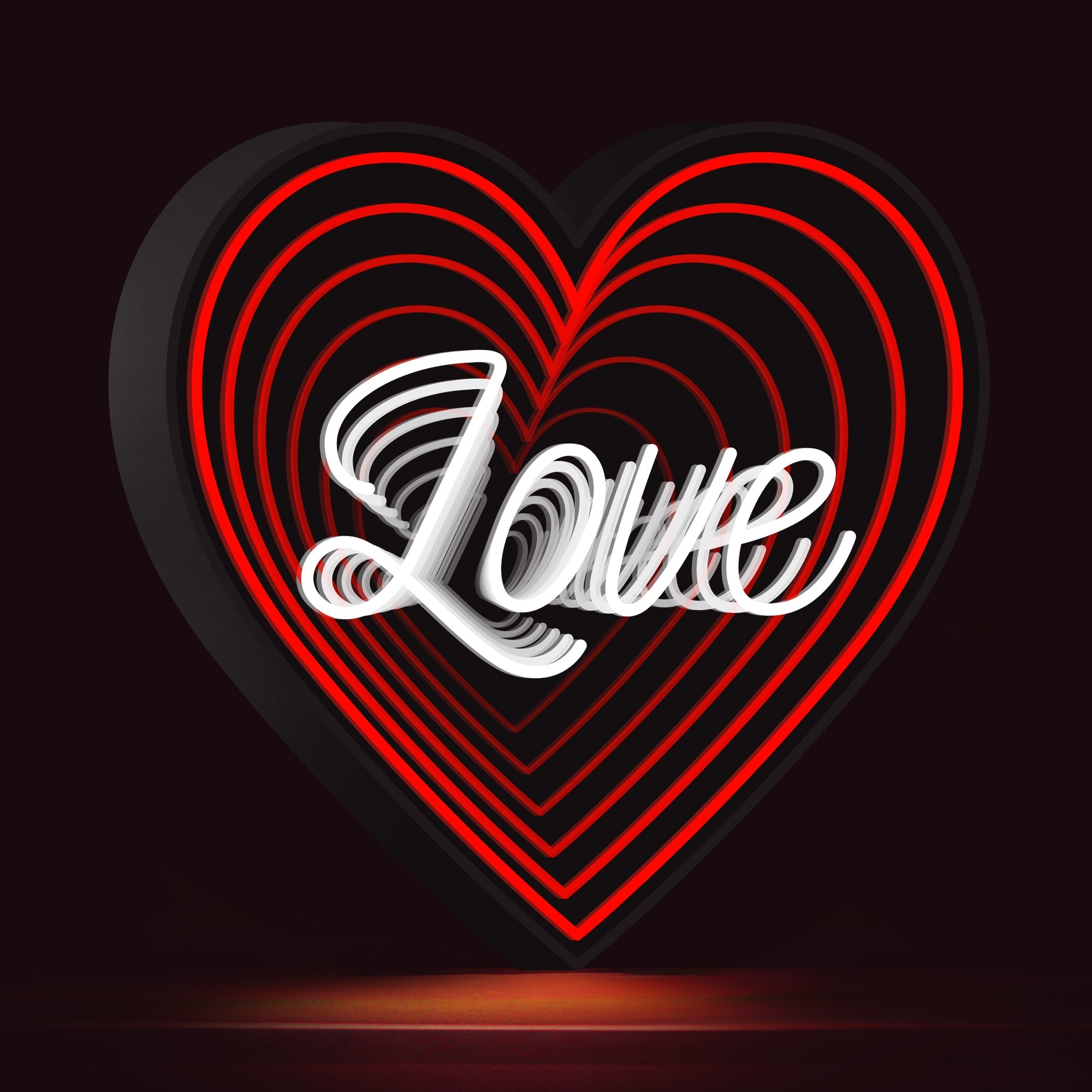 "Love" Word Heart Shape Infinity Mirror LED Sign
