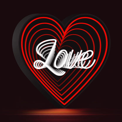 "Love" Word Heart Shape Infinity Mirror LED Sign