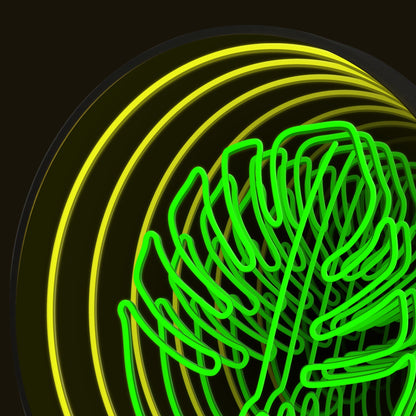Green Leaf Infinity Mirror LED Sign