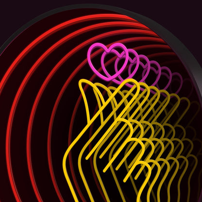 Finger Heart Infinity Mirror LED Sign
