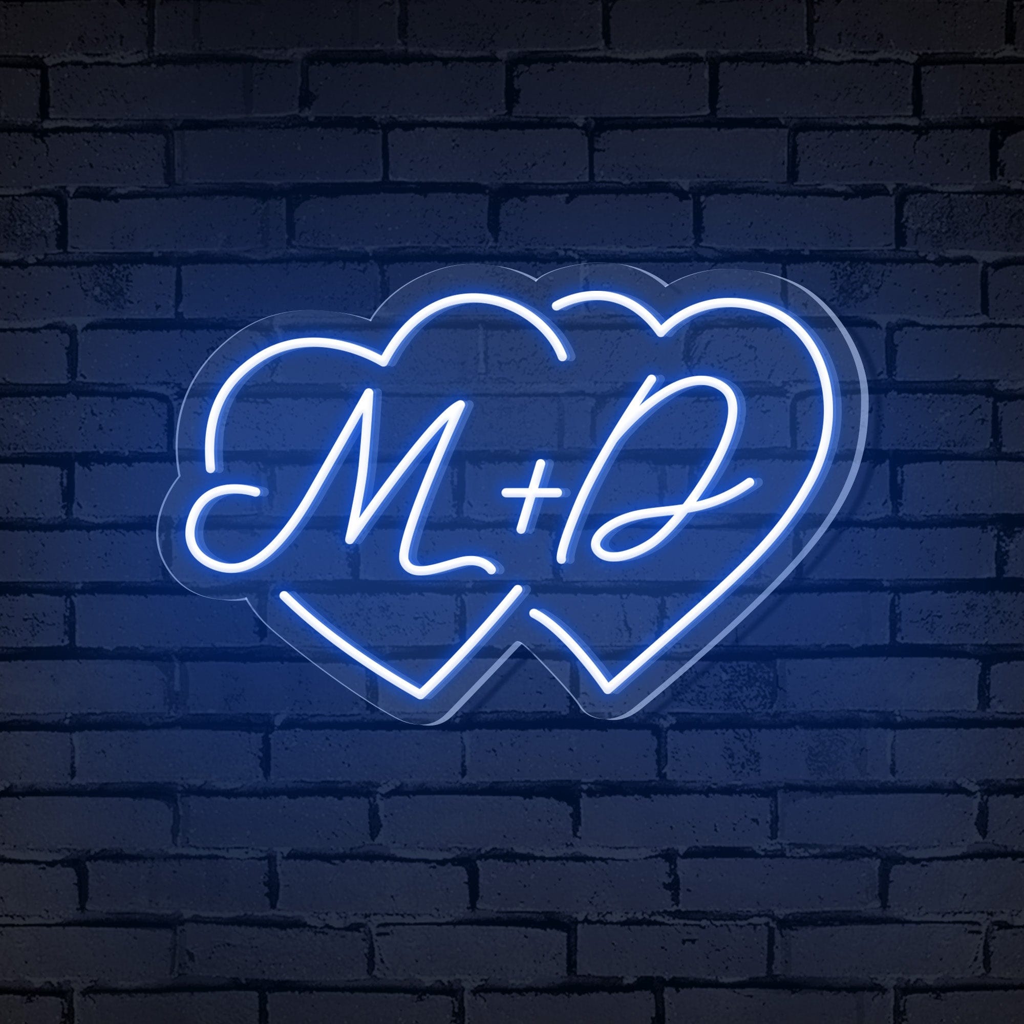 Couple Initials Heart Shapes Personalized Neon Sign