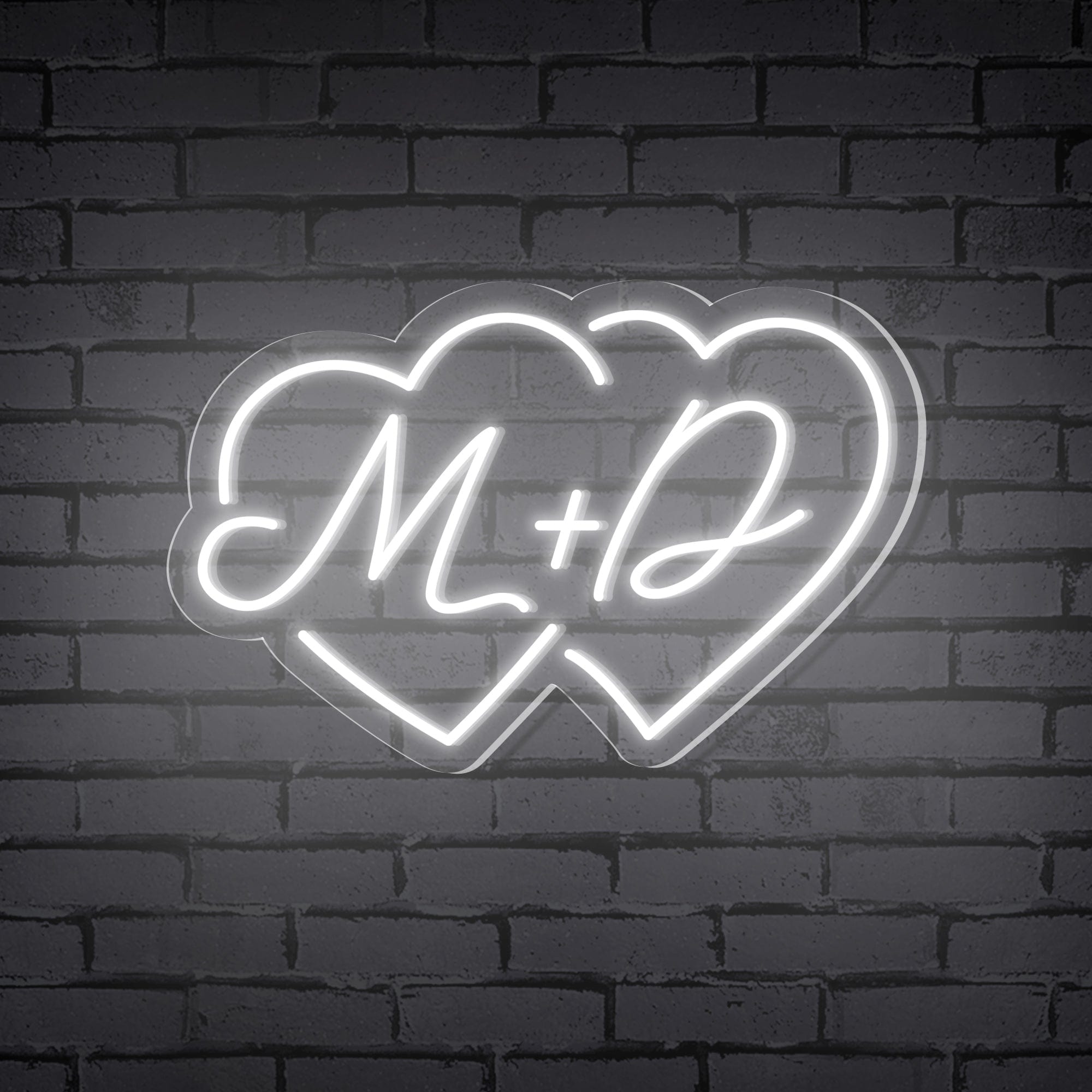 Couple Initials Heart Shapes Personalized Neon Sign