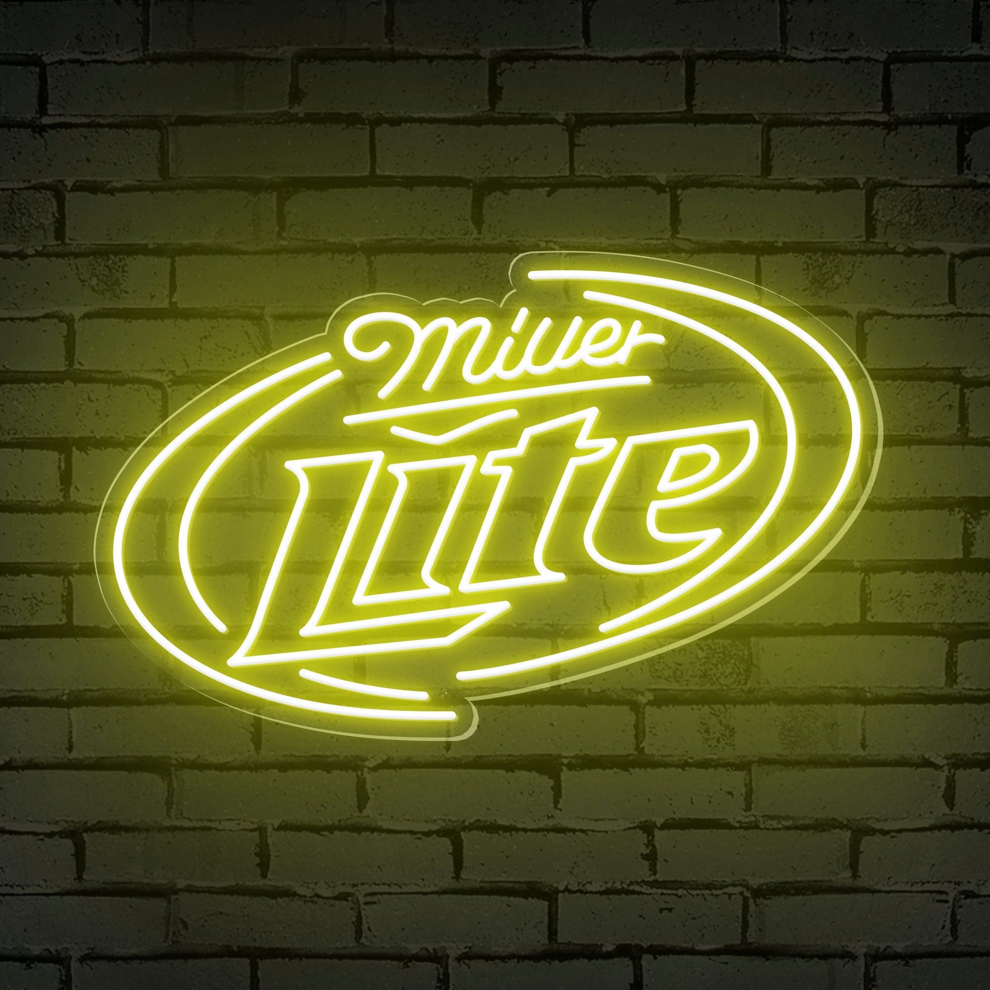 "Miller Lite" Words Brackets Neon Bar Sign