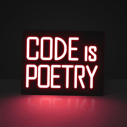 "CODE IS POETRY" Quote Neon Sign for Developers