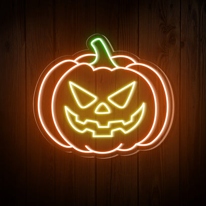 Pumpkin Evil Face Halloween Neon Sign