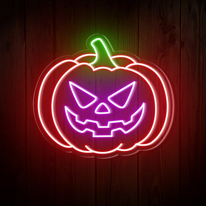 Pumpkin Evil Face Halloween Neon Sign
