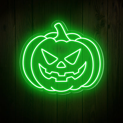 Pumpkin Evil Face Halloween Neon Sign
