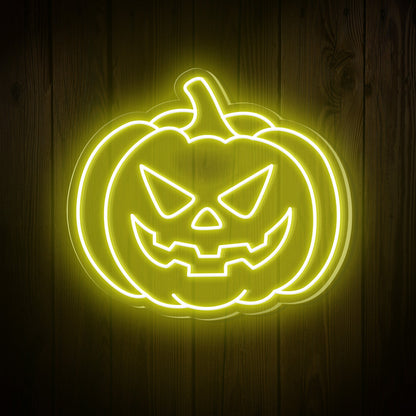 Pumpkin Evil Face Halloween Neon Sign