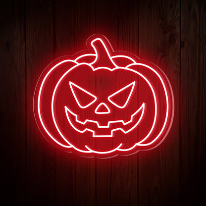 Pumpkin Evil Face Halloween Neon Sign