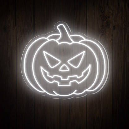Pumpkin Evil Face Halloween Neon Sign