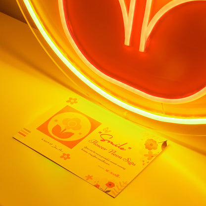 Flower and "Smile" LED Neon Sign