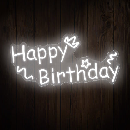 "Happy Birthday" Decorative Words Neon Sign