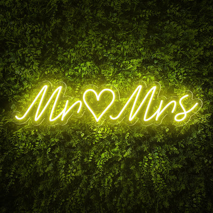 Mr & Mrs Words Heart Neon Sign