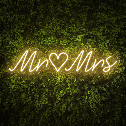 Mr & Mrs Words Heart Neon Sign
