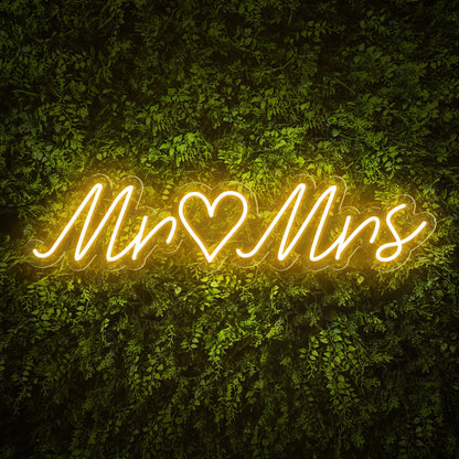 Mr & Mrs Words Heart Neon Sign