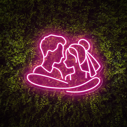 Cuddling Couple Shape Neon Sign