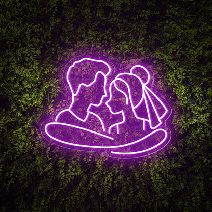 Cuddling Couple Shape Neon Sign