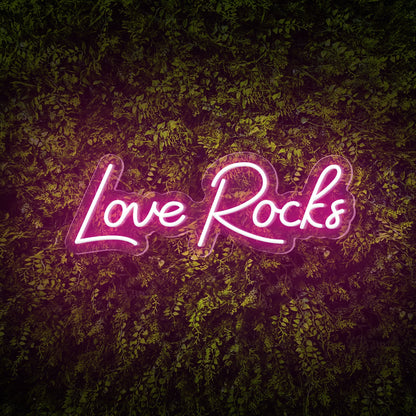 "Love Rocks" Words Neon Sign for Weddings & Proposals