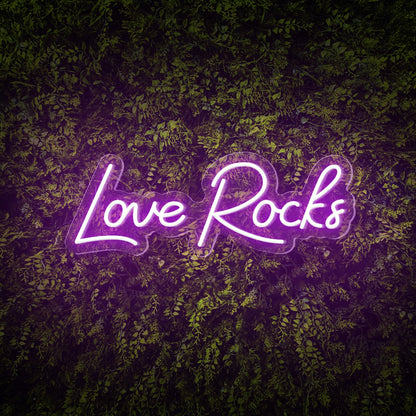 "Love Rocks" Words Neon Sign for Weddings & Proposals